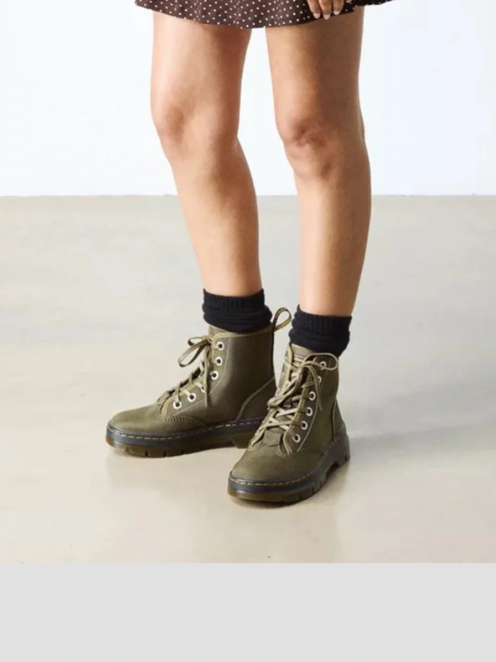 Dr. Martens Olive Green Canvas Lace-Up Utility Boot